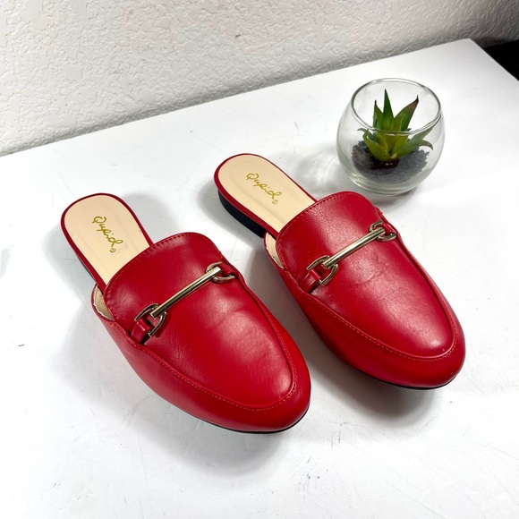 Qupid Th DJ loafer red mules - Picture 6 of 7